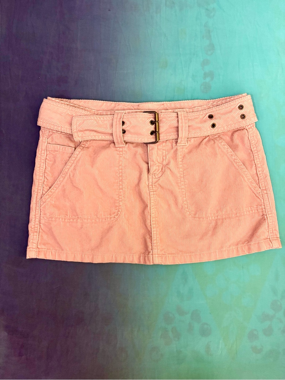 Aeropostale Vintage y2k Corduroy Belted Mini Skirt Light Pink Size 3/4